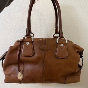 Tod’s Cognac Leather D-Bag Satchel Made in Italy Luxury Designer Handbag